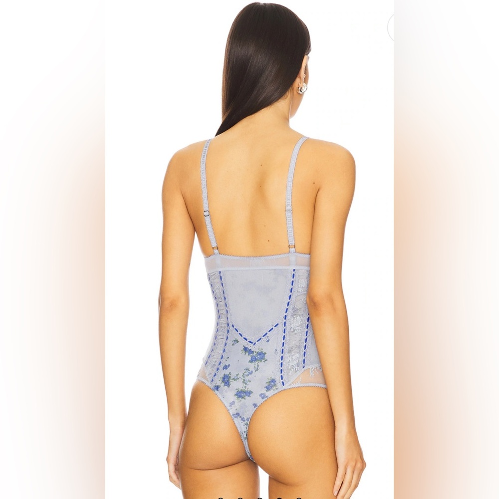 Free People Sara Corset Bodysuit in Blue Combo; Size: Medium - Picture 3 of 13